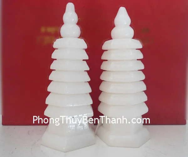 Tháp văn xương đá ngọc trắng 7 tầng nhỏ FHM076