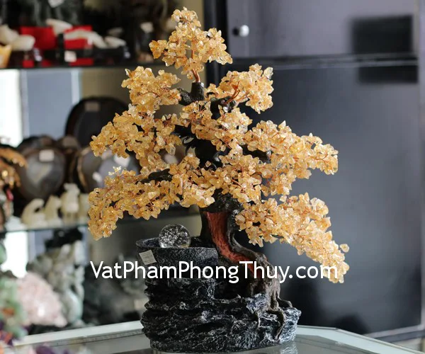 Cây tài lộc thạch anh vàng phong thủy luân nhỏ KC036