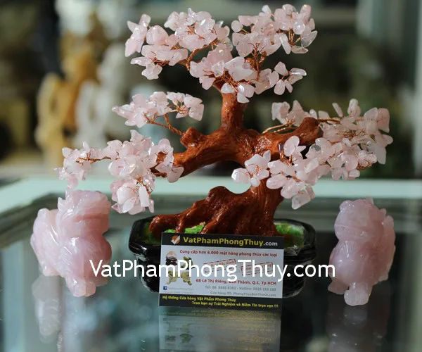 Cây tài lộc thạch anh hồng nhỏ KC045