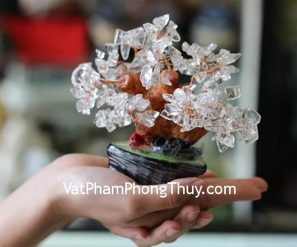 Cây tài lộc thạch anh trắng siêu nhỏ KC061