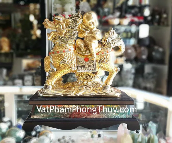 Kỳ lân cõng đồng tử vàng - kỳ lân tống tử FH463G