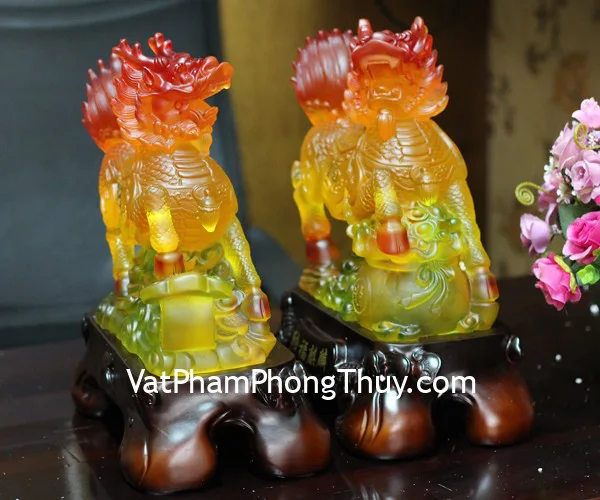 Kỳ lân lưu ly cam khủng trên tiền vàng như ý - Nạp phú kỳ lân/ Chiêu tài kỳ lân C081A