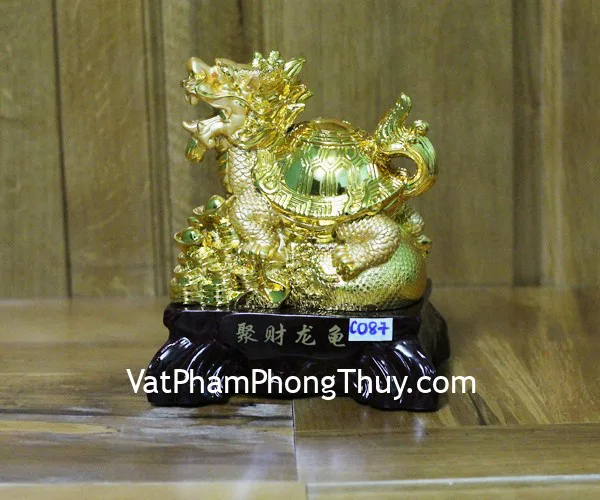 Rùa đầu rồng nhỏ trên túi tiền vàng - Tụ tài long quy FC087A