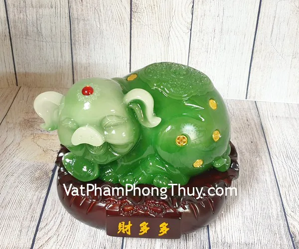 Thần tài heo xanh ngọc trên túi tài lộc gỗ nhỏ - Tài Đa Đa FLN025