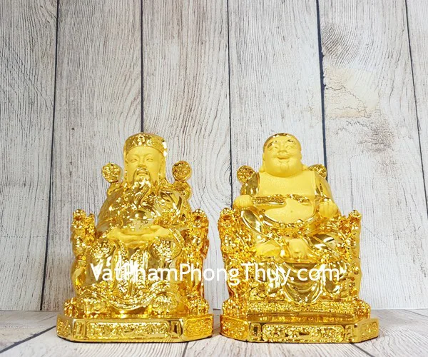 Bộ thần tài thổ địa vàng bóng kim sa nhỏ FLN118