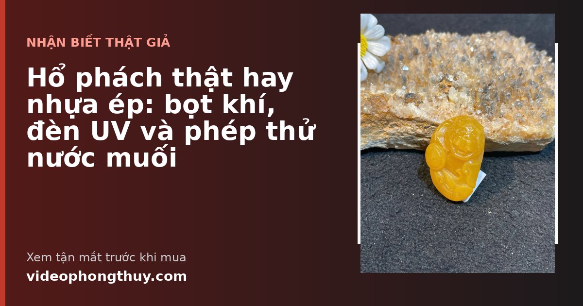 Hổ phách thật hay nhựa ép: bọt khí, đèn UV và phép thử nước muối