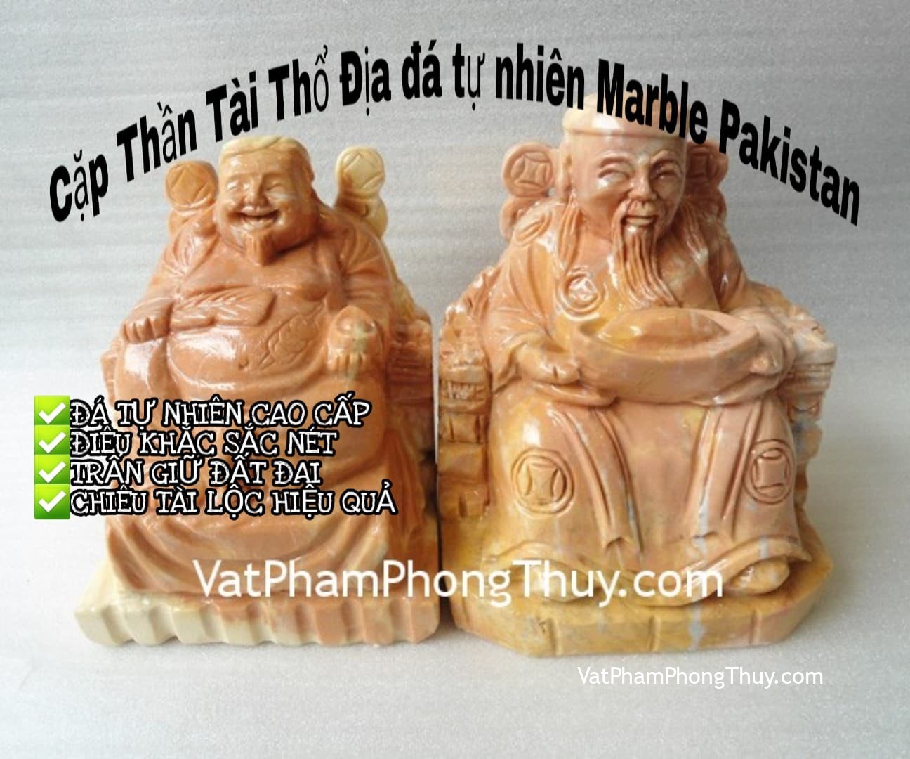 Thần tài thổ địa đá tự nhiên cao cấp - Marble Pakistan - [Tỉ Tỉ Chuyện Phong Thủy]